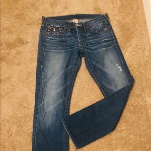 Jeans, True Religion, distressed, 30” L, 8” inseam
